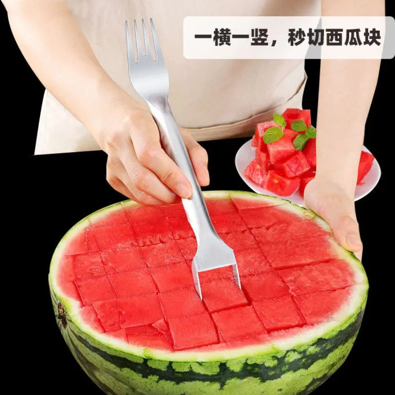 Stainless Steel Watermelon Cutter, Fancy Cutting Slicer, Kitchen Multifunctional Fruit Fork, Mangotool,Home Gadgets