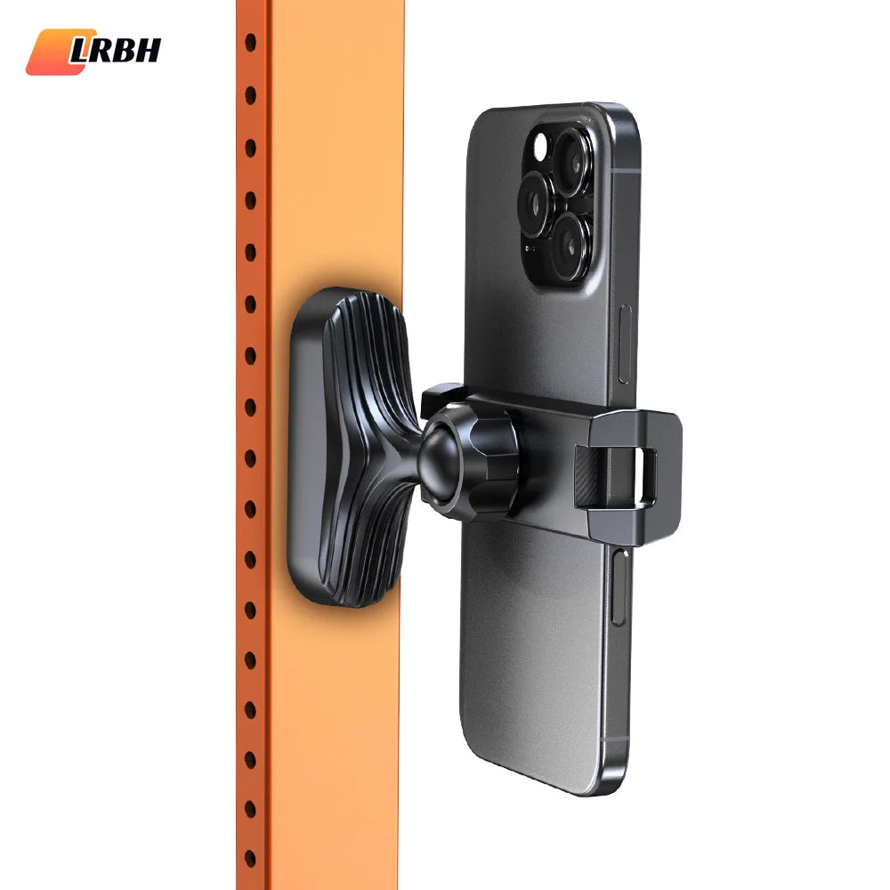 Magnetic Phone Holder, 360° Adjustable Retractable Clamp Universal Hands-Free for Gym, Forklift, Kitchen, Fits All Phones