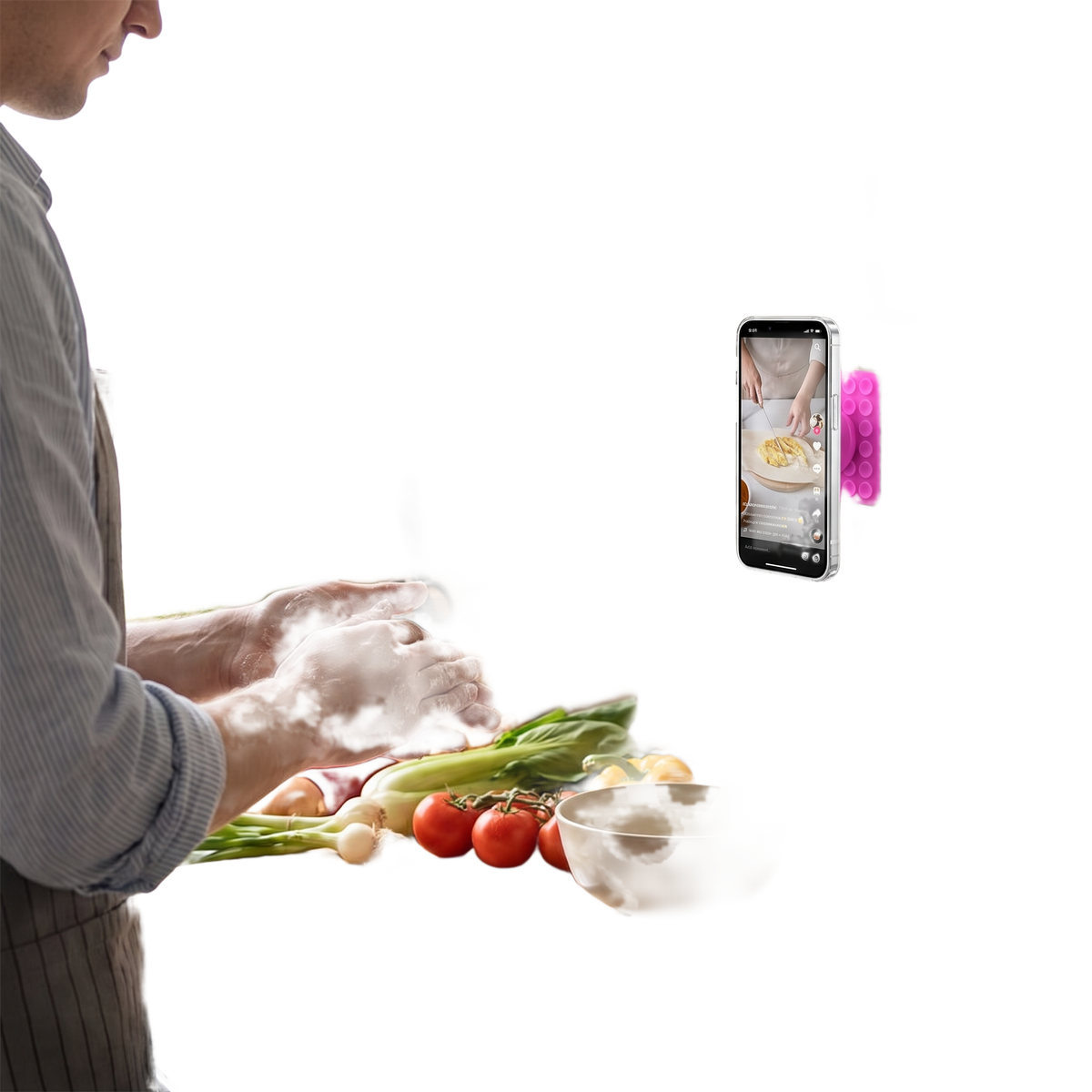 Silicone phone grip with clean isolated background